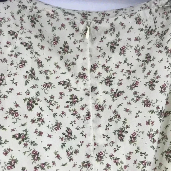 Y2K SKIRT WOMENS MEDIUM RUCHED 90s INSPIRED FLORAL MINI INVISIBLE ZIPPER COTTON - Picture 4 of 13
